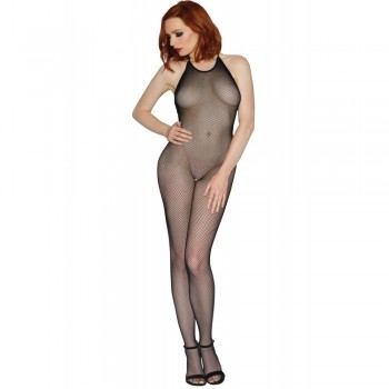 Bodystocking résille noir dos nu entre-jambes ouvert - Garnet's Lingerie House