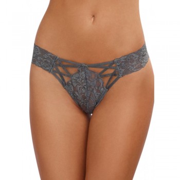 Tanga gris dentelle ajouré sur l'avant - Dreamgirl Lingerie - Garnet's Lingerie House