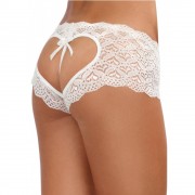 Culotte blanche dentelle ouverte et forme cœur à l'arrière  - Dreamgirl Lingerie