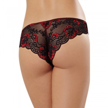 Tanga uni rouge et dentelle noire - Dreamgirl - Garnet's Lingerie House