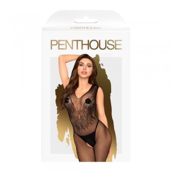 Combinaison ouverte à l'entrejambe Noir Wild catch - Penthouse Lingerie Sexy - Garnet's Lingerie House