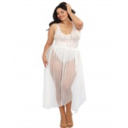 Body string grande taille blanc dentelle avec jupe amovible - Dreamgirl - Garnet's Lingerie House