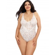 Body string grande taille blanc dentelle avec jupe amovible - Dreamgirl - Garnet's Lingerie House