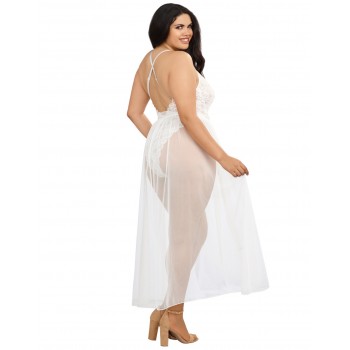 Body string grande taille blanc dentelle avec jupe amovible - Dreamgirl - Garnet's Lingerie House