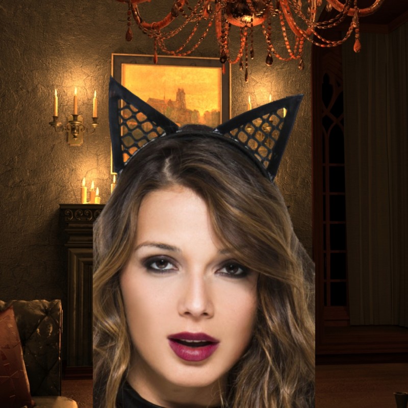 Oreilles de chatte pointues filet - Music Legs Lingerie