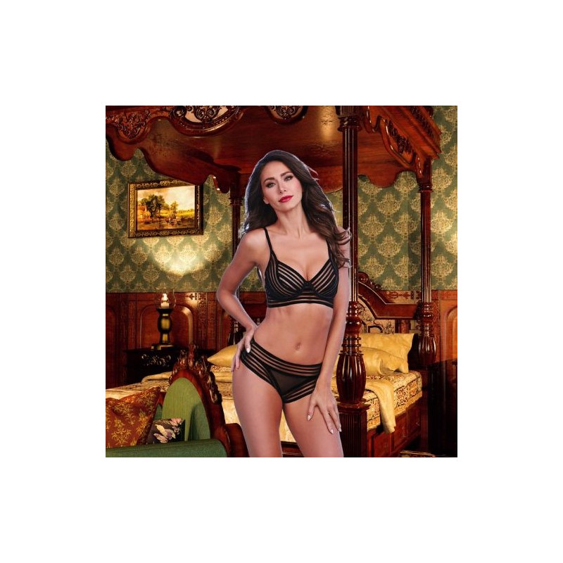 Ensemble 2 pièces Soutien gorge et tanga noir - Dreamgirl Lingerie