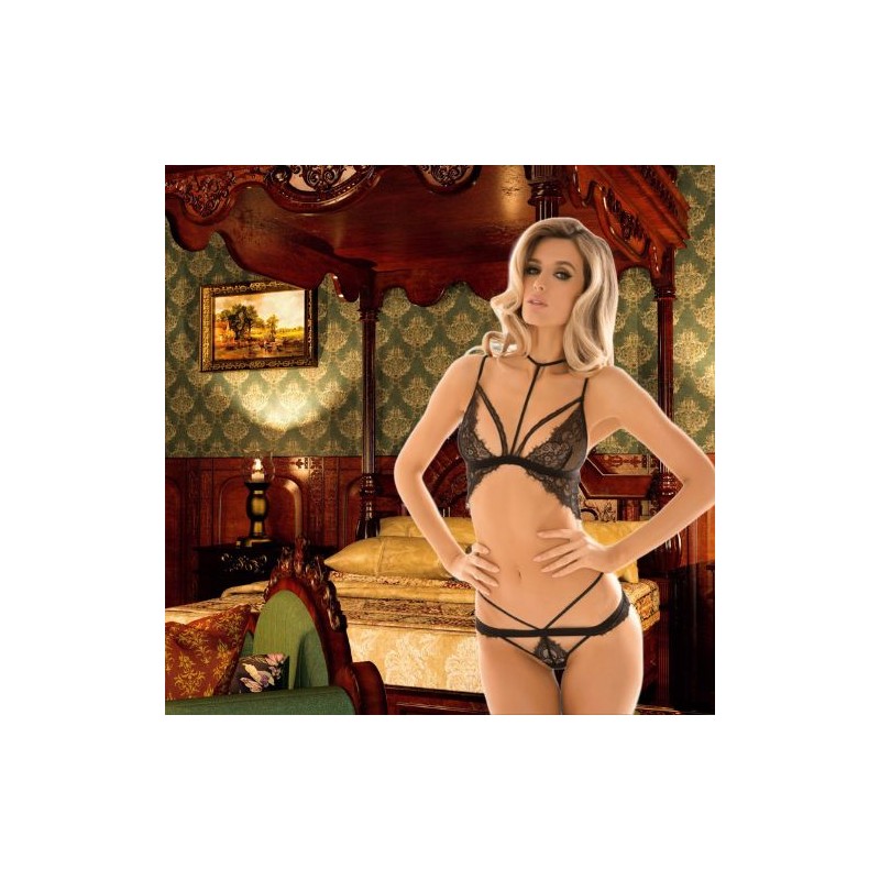 Ensemble lingerie sexy 2 pièces dentelle noir - René Rofé - Garnet's Lingerie House
