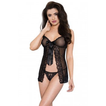 Nuisette Babydoll sexy et string noir - Music Legs Lingerie