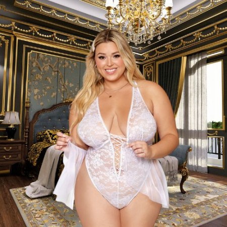 Body grande taille dentelle blanc avec tulle amovible - Dreamgirl Lingerie