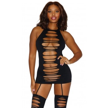 Bodystocking noir opaque ajouré devant derrière - Dreamgirl Lingerie